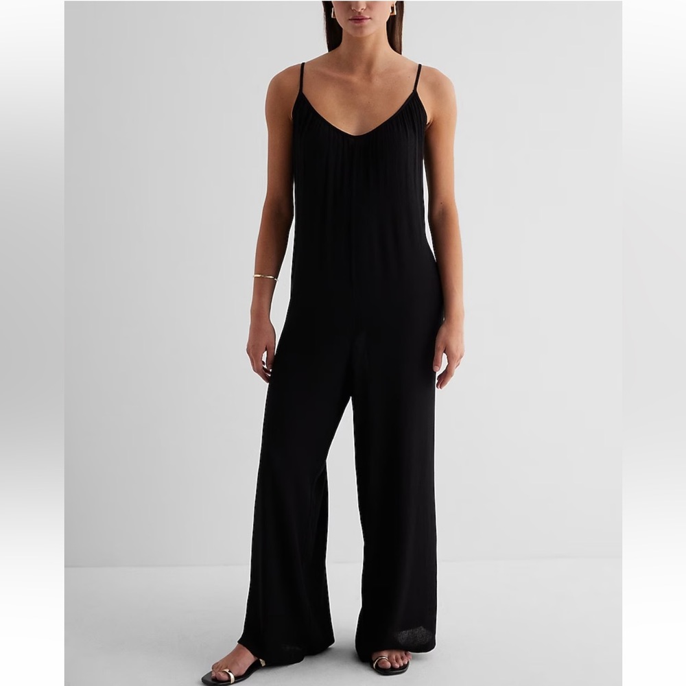 Express V-neck wide leg jumpsuit